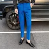 남자 정장 2023 패션 남자 화이트 슈트 팬츠 맞춤형 대형 슬림 핏 바지 댄스 파티 드레스 로얄 블루 남자