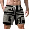 Shorts Masculinos Verão Praia Calças Stripe Painel 3D Impressão Havaiano Lazer Estilo Cordão Home Sports