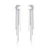 Pendientes traseros Moda Zircon Cross C-Shape Tassel Ear Cuff Clip Pendiente para mujer Chica Colgante largo No perforado Cartílago falso Regalo de la joyería