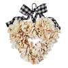 Decoratieve bloemen Valentijnsdag liefde hartvorm krans voor voordeur geruite boog slingershangende ornamenten