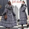 Kadınlar Down Parkas Kış Ceketleri Kadınlar Sıcak Moda Yay Kemeri Tilk Kürk Palto Uzun Elbise Kadın Kalın Ceket 231118