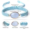 Link Bracelets Bohemian Blue Rope String Bracelet Natural Stone Pendant Adjustable For Women Men Yoga Jewelry Tibetan Buddhist Bangle