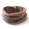 Scarves Pure Wool Ring Scarf Women Knitted Warm One Loop Hollow Neckerchief Cashmere Headband Female Neck Warmer Soft Fake Collar