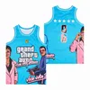 Moive Basketball Film Grand Theft Auto Jersey Vice City Rockstar Gamesピンクホワイトオールエドチームブラックブルーレッドカレッジプルオーバーレトロ