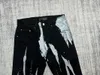 Jeans masculinos jeans roxos jeans de grife Botão fly Jeans Skinny Stretch Denim Wash destruído remendado Bem desgastado vintage stretch denim camurça patches preto rip jeans