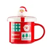 Mokken Kerst Keramische Mok Creatieve Leuke Koffie met Deksel Lepel Decoratie Drinkbeker Melk Drinkware Jaar Geschenk 231120