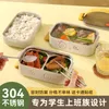 Din sets sets schattige lunchbox voor kinderen meisjes plastic roestvrijstalen cartoon magnetron bento shcool werk opbergmaaltijd prep containers