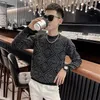 Erkek Sweaters Sonbahar Kış KPOP Moda Stili Harajuku İnce Fit Üstler Gevşek Tüm Maç Gündelik Örgü Jacquar Jacquard Dokunma Ek O Boyun