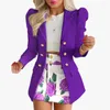 Work Dresses Autumn Winter Fashion Printing Two Piece Set Women Office Ladies Printed Button Suit Coat Skirt