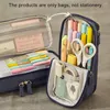 Classic Fashion Pencil Bag Canvas Contrast Color Large Capacity Case Stationery Storage Organizer For Student Gift