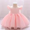 Girl Dresses Born Baby Wedding Clothes 1st Birthday Christening Gowns White Bow Dress Infant Baptism