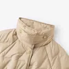 Damenjacken INMAN Frauen Lange Daunenjacke 2023 Winter Stehkragen Lose Dicke Mantel Schnürung Taille Design Warme Mode Khaki Apricot Mantel 231118