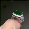 Cluster Ringe Natürlicher Hetian Jade Mann Ring 925 Sterling Silber Großhandel Feiner Schmuck 9 13mm Edelstein