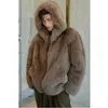 Men's Fur Faux coat fur short jacket autumnwinter warm wool men's leather hooded casual 231120