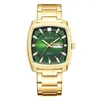 Wristwatches Luxury Men Watch Classic Blue Green Dial Men's Quartz Wristwatch Gold Black Sliver Calendar Male Reloj Stainless Steel Man