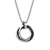 Stainless Steel Three Loop Necklace, Simple And Hypoallergenic, Titanium Steel Inlaid With Diamond Pendant, Suitable For Men's Daily Wear, Hip Hop Style