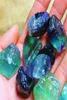 1PCS Kolorowe naturalne fluorytowe kryształowe pasiaste fluoryt kwarc kryształowy Kamień Kamień lecznicza różdżka Stone1341681