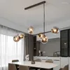 Kroonluchters Moderne Glazen Bal Home Decor Nordic Art Strip LED Kroonluchter Lamp Salon Model Kamer Gouden Zwarte Hangende Verlichting