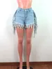 Ny ny designer denim shorts sommar kvinnor retro tasslar jeans avslappnad hög midja stretchig shorts mode orolig retro denim shorts kläder 9753