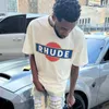 デザイナーファッション衣類 Tシャツヒップホップ Tシャツアメリカのトレンディなブランド Rhude 男性女性のカップルルーズハイストリートルーズ Tシャツ夏半袖ストリート