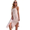 Dresses 2023 Summer and Color Suspender Skirt Slim Linen Dress