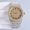 Automatiska handgjorda herrdiamanter klockor Mekaniska klockor 42 mm med diamantspäckt stål 904L Sahire Women Wristwatches Montre de Luxe 909355 ES