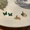 Backs Earrings Non Pierced Vintage Enamel Jewelry Korea Style Cute Butterfly Ear Clip Green Earcuffs For Women Birthday Party Gift