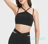 Yoga Outfit High Neck Strappy Sports Bra For Women Cute Y-Back Light Support Gym With Removable Padded Workout Tank Tops