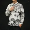 Men's T Shirts MrGoldenBowl 2023 Chinese Style Men Casual Long Sleeve Pullovers Shirt Tops Streetwear Man Oversized Vintage Blouse