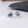 الرجال الرجال Fashoin 925 Sterling Silver أقراط اجتياز اختبار لامعة أسود مويسانيت أقراط الأزرار