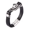 Charm Bracelets Trendy Scorpion Bracelet Men Jewelry Punk Black Leather Hand Bangles Magnet Clasp Cool Man Wristband FR0477