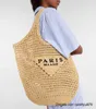 qwertyui879 Lyxdesign Väskor Mode Kvinnor Flätad Raffia Halmväska Stor kapacitet Casual Tote Handväska Hollow Summer Beach Vacation Axelväska