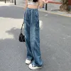 Frauen Jeans Frühling Herbst Frauen Denim Cargo Hosen Lose Hohe Taille Bandage Staight Breite Bein Übergroßen Weiblichen Hosen Streetwear