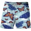 Shorts masculinos 2023 Est 3D Cartoon Borboleta Impressão Homens Praia Quick Dry Bermuda Surf Natação Troncos Engraçados Verão