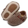 First Walkers EWODOS Baby Girls Moccasinss Shoes Belt Buckle Soft Sole Fleece Plush Flats Non-Slip Winter Princess