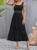 Casual Dresses White Long Dress Women Summer Sexy Sleeveless Backless Maxi Ladies Elegant Hollow Out Lace Boho Sundress Vestidos