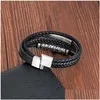 Charmarmband rostfritt stål armband läder armband för män flätade armband punk smycken droppleverans smycken armele dhgarden otb2c