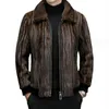 Pele sintética masculina outono e inverno lã de vison na moda superior casaco de alta qualidade casual meia idade juventude jaqueta preto café 231118