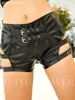 Shorts femininos senhora faux couro nightclub verão sexy elevador quadril elástico cintura alta pu calças ds pole dance mulheres desempenho roupas 230419