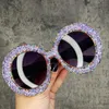 Lunettes de soleil strass lunettes de soleil femmes Designer Steampunk surdimensionné rond femme lunettes de soleil Festival De Sol Feminino 231118