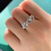 Wedding Rings Heart To Ring For Women Luxury Zirconia Promise Finger Accessories Silver Color Valentine's Day Gift Jewelry 2023 KAR154