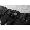 Herrenjeans Schwarz Slim Fit Streewear Fashion Distressed Skinny Stretch Gesticktes Leder Sterne Patchwork Zerrissene Hosen Für Männer