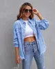 Women's Jackets European And American Style Solid Color Mid-Length Ripped Long Sleeves Denim Coat Jacket Women