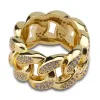 Pierścienie klastra Kuby 18K Złote Białe Złoto Plane CZ CZ CHRIRCONIA Dust Cuban Chain Pierścienie Diamentowe biżuterii biodrowej Prezenty dla mężczyzn kobiety 13 mm Rozmiar 7-11