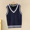 Chaleco Niños Niños Niñas Uniforme escolar Moda Casual Estilo preppy Suéter Chaleco Chaleco de punto para niños Primavera Otoño Ropa de abrigo 231118