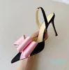 Chaussures habillées en satin Sandales à bride arrière Semelle en cuir pour femmes talons hauts 9,5 cm femmes à talons hauts 34-42 Avec boîte