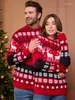 Damenpullover Weihnachten Paare Winter Weihnachten Jacquard Strickwaren für Männer und Frauen Jahr warme dicke Pullover Mama Papa passende Outfits