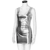 Ropa de fiesta de látex de cuero sintético para mujer, traje de gato con aspecto húmedo fetiche ajustado, lencería erótica de baile en barra, vestido brillante de Pvc