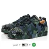 Luxury Dress Shoes Designer Low Men Black White Camo Green Glitter Grey Nitets Leather Suede Mens Fashion Spikes Office Career Wedding Trainers Shoe Sneakers