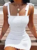 Casual Dresses Women's Summer Sexy Off Shoulder Bowtie Tie Tight Tube Waist Wrapped Elegant Sleeveless Flower Holiday Beach Party Mini Dress